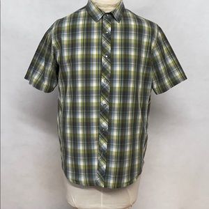 Prana men’s short sleeve plaid cotton shirt sz L
